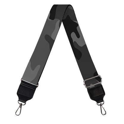 Black And Grey Camouflage Print Bag Strap