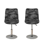Black And Grey Camouflage Print Bar Stool Covers