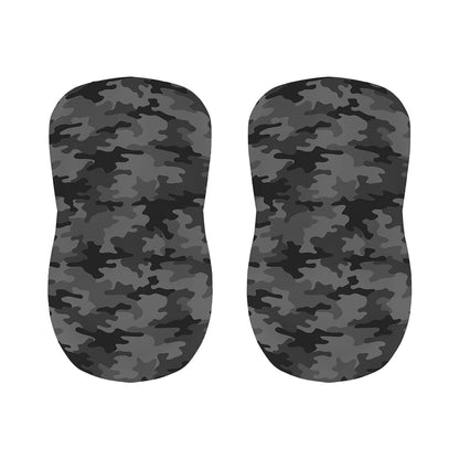 Black And Grey Camouflage Print Bar Stool Covers