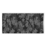 Black And Grey Camouflage Print Beach Towel
