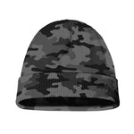 Black And Grey Camouflage Print Beanie