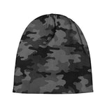 Black And Grey Camouflage Print Beanie