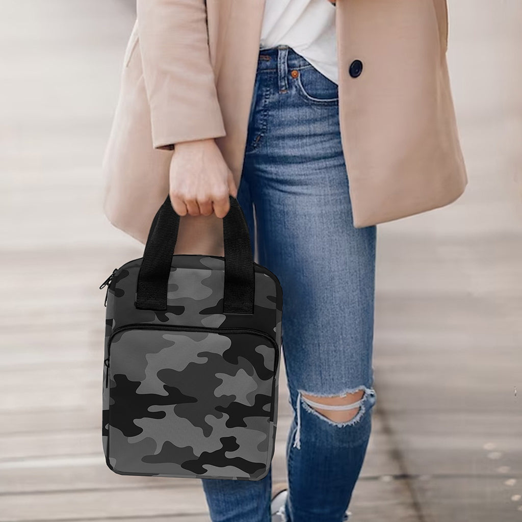 Black And Grey Camouflage Print Bible Tote Bag