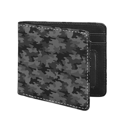 Black And Grey Camouflage Print Bifold Wallet