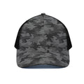 Black And Grey Camouflage Print Black Mesh Trucker Hat