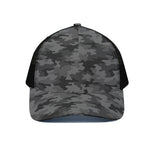 Black And Grey Camouflage Print Black Mesh Trucker Cap
