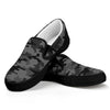 Black And Grey Camouflage Print Black Slip On Sneakers