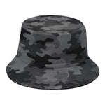 Black And Grey Camouflage Print Bucket Hat