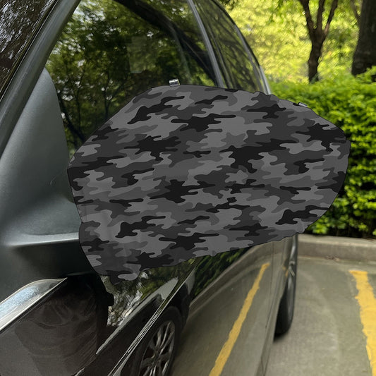 Black And Grey Camouflage Print Car Side Mirror Covers