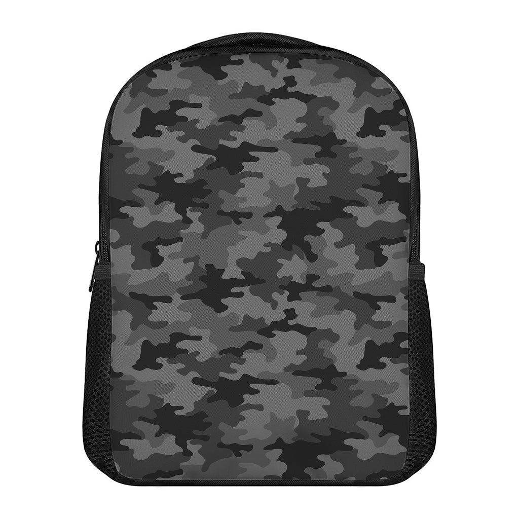 Black And Grey Camouflage Print Casual Backpack