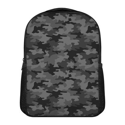 Black And Grey Camouflage Print Casual Backpack