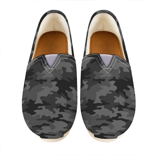 Black And Grey Camouflage Print Casual Shoes