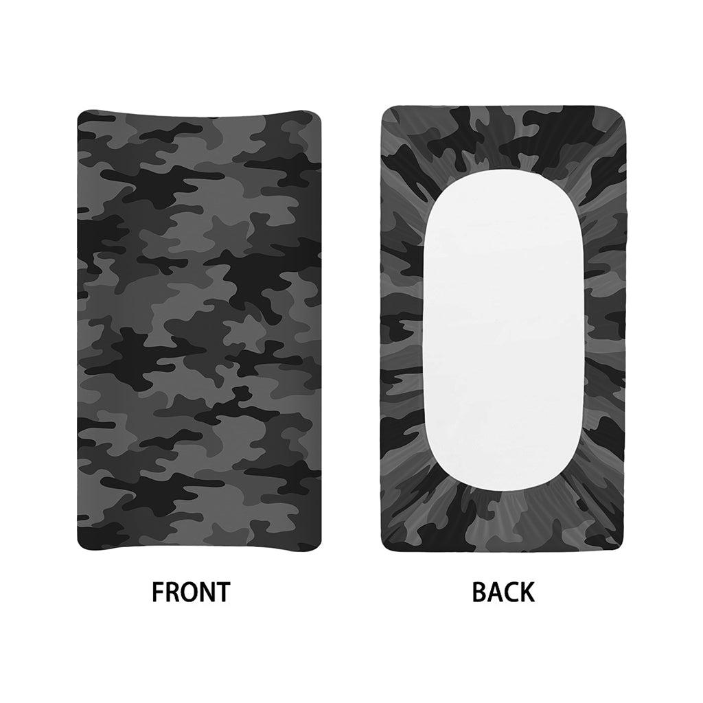 Black And Grey Camouflage Print Changing Pad Cover