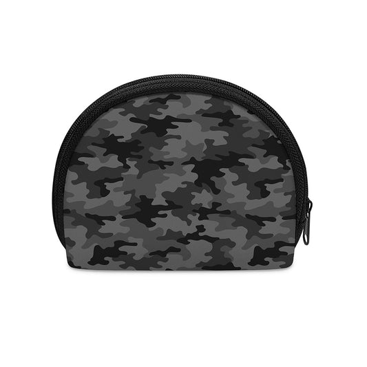 Black And Grey Camouflage Print Coin Purse