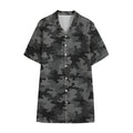 Black And Grey Camouflage Print Cotton Hawaiian Shirt