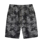 Black And Grey Camouflage Print Cotton Shorts