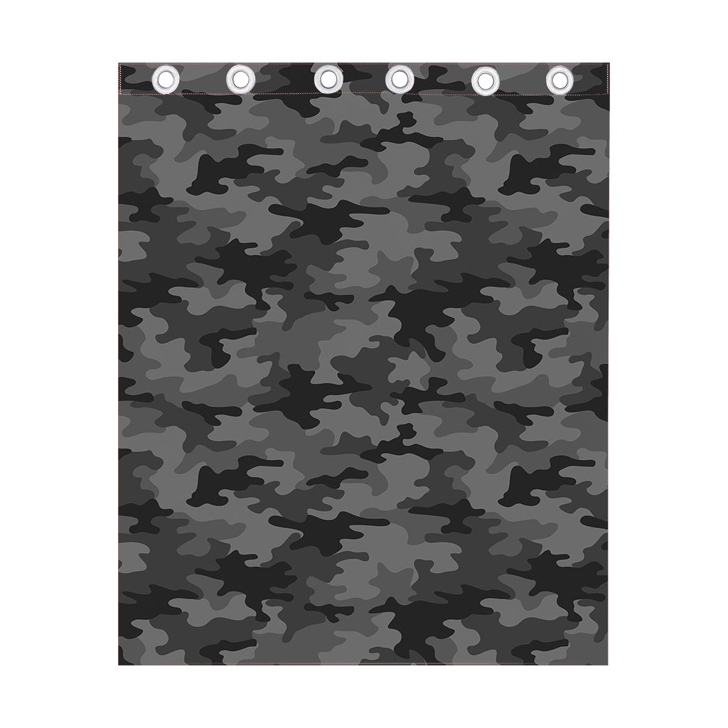 Black And Grey Camouflage Print Curtain