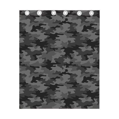 Black And Grey Camouflage Print Curtain