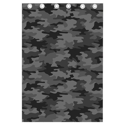 Black And Grey Camouflage Print Curtain