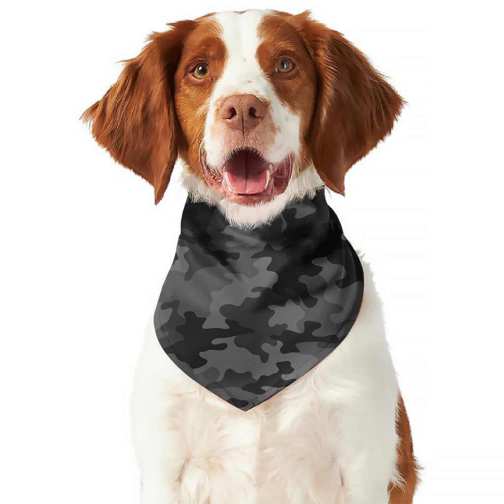 Black And Grey Camouflage Print Dog Bandana