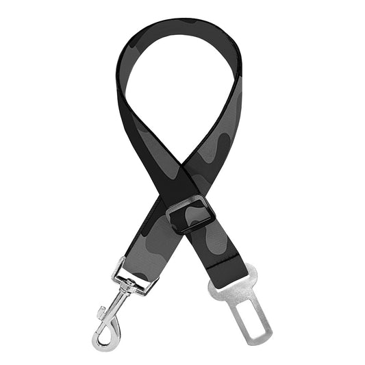 Black And Grey Camouflage Print Dog Seat Belt