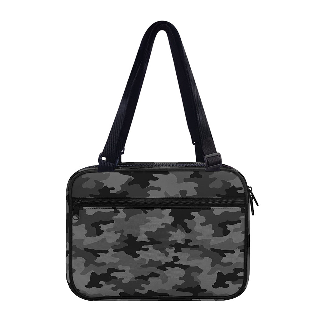 Black And Grey Camouflage Print Double Strap Bible Bag