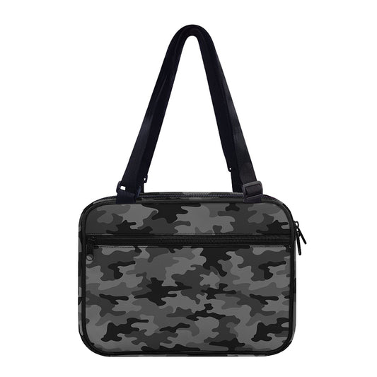 Black And Grey Camouflage Print Double Strap Bible Bag