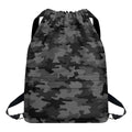 Black And Grey Camouflage Print Drawstring Backpack