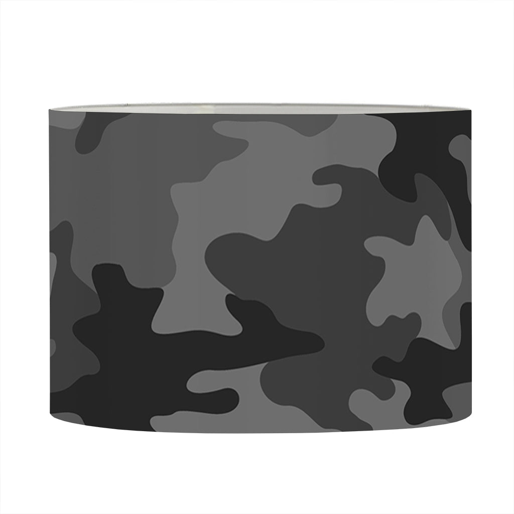 Black And Grey Camouflage Print Drum Lamp Shade