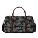 Black And Grey Camouflage Print Duffle Bag
