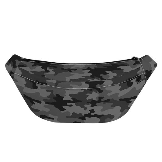 Black And Grey Camouflage Print Fanny Pack