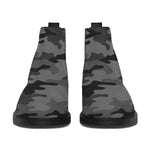Black And Grey Camouflage Print Flat Ankle Boots