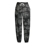 Black And Grey Camouflage Print Fleece Lined Knit Pants