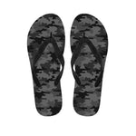 Black And Grey Camouflage Print Flip Flops