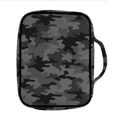 Black And Grey Camouflage Print Front Pocket Bible Bag
