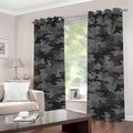 Black And Grey Camouflage Print Grommet Curtains