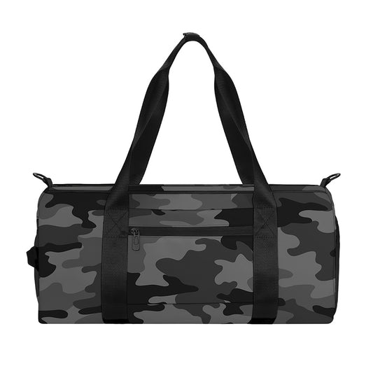 Black And Grey Camouflage Print Gym Bag