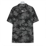 Black And Grey Camouflage Print Hawaiian Shirt