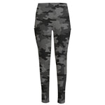 Black And Grey Camouflage Print High-Waisted Pocket Leggings