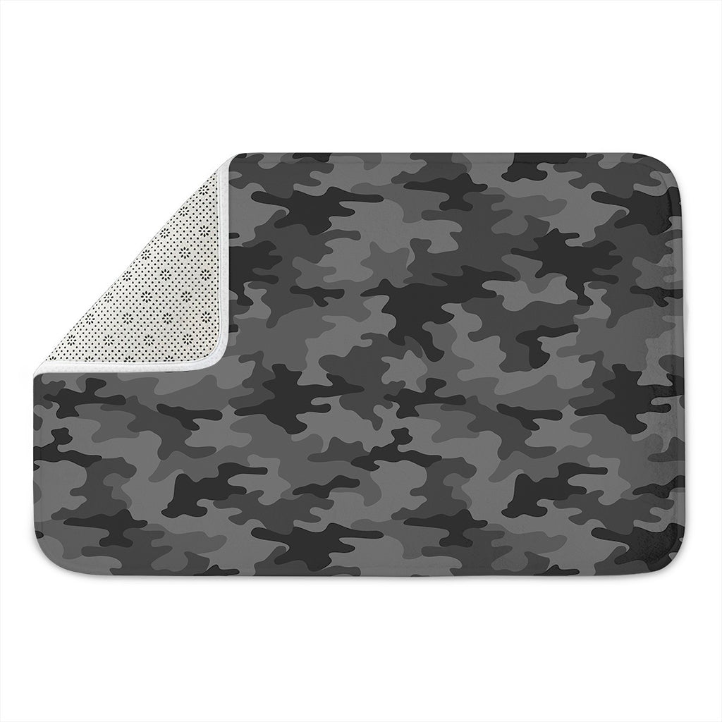 Black And Grey Camouflage Print Indoor Door Mat