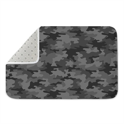Black And Grey Camouflage Print Indoor Door Mat