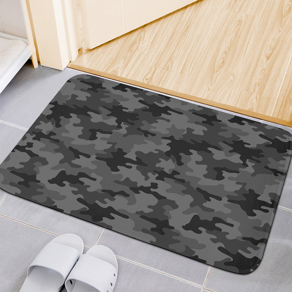 Black And Grey Camouflage Print Indoor Door Mat