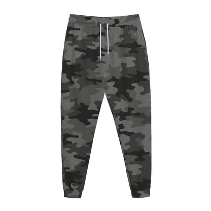 Black And Grey Camouflage Print Jogger Pants