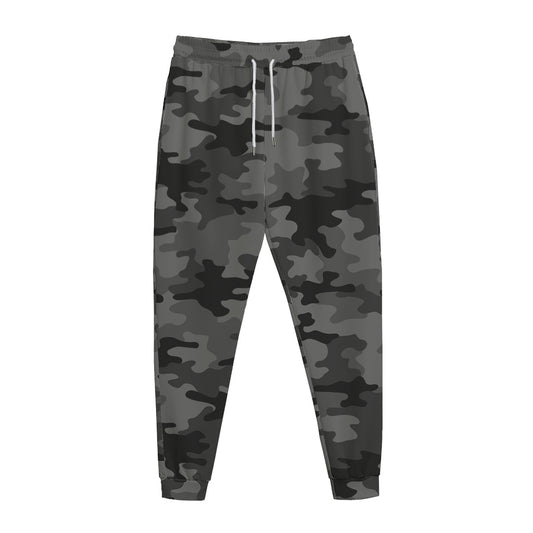 Black And Grey Camouflage Print Jogger Pants