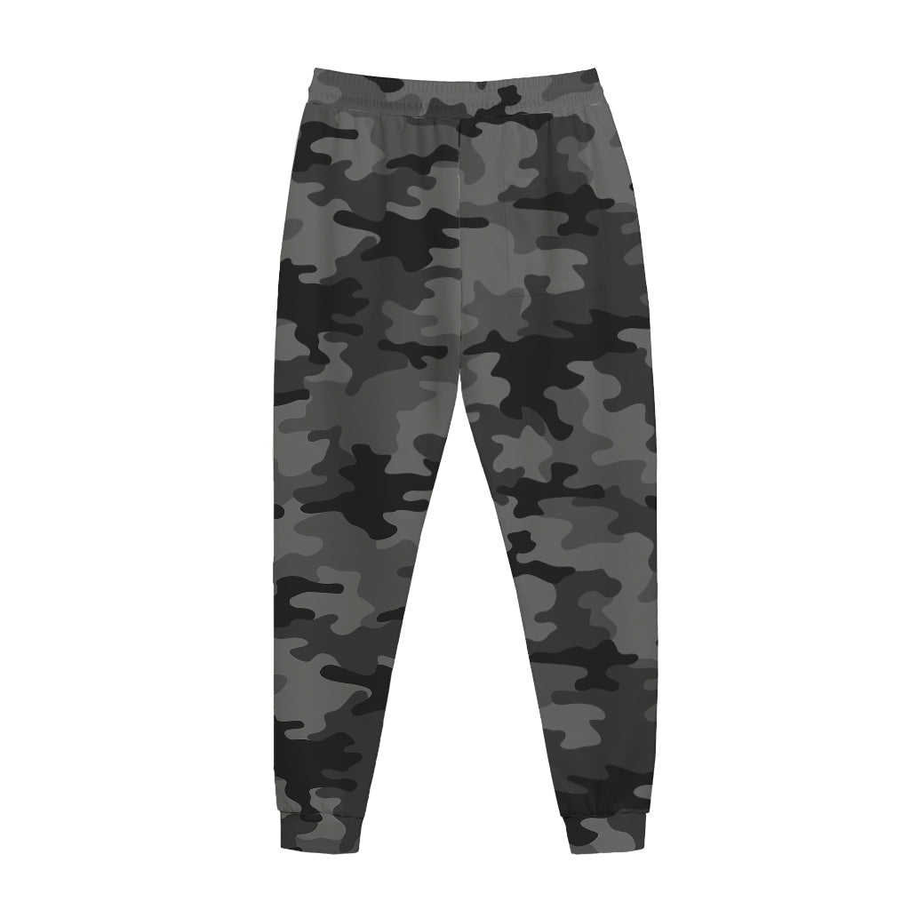 Black And Grey Camouflage Print Jogger Pants