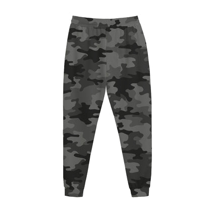 Black And Grey Camouflage Print Jogger Pants