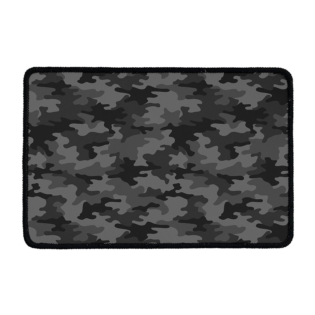 Black And Grey Camouflage Print Kitchen Mat
