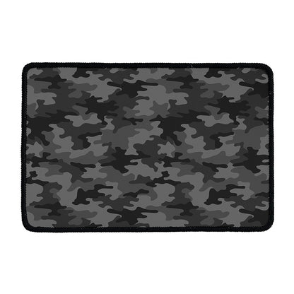 Black And Grey Camouflage Print Kitchen Mat