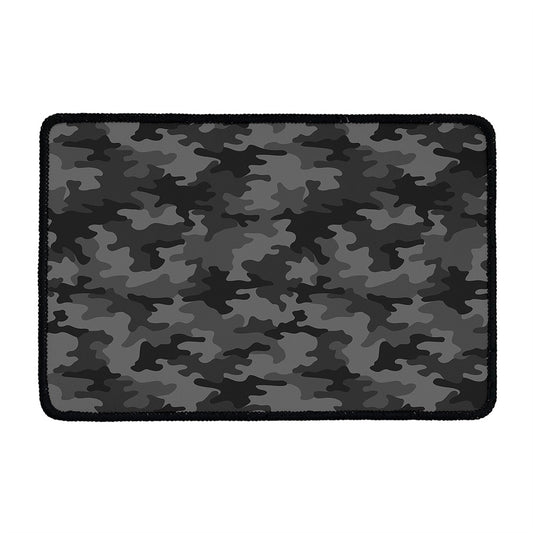 Black And Grey Camouflage Print Kitchen Mat