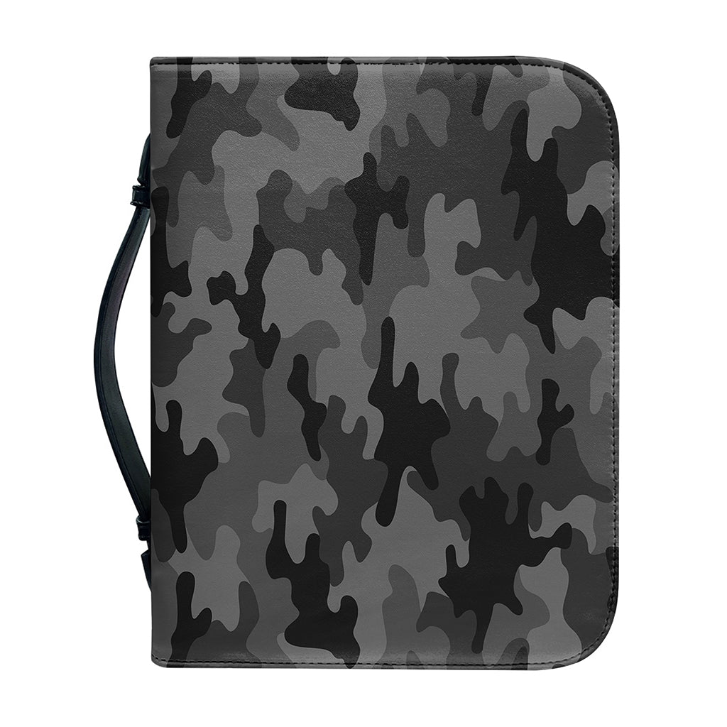 Black And Grey Camouflage Print Leather Bible Cover